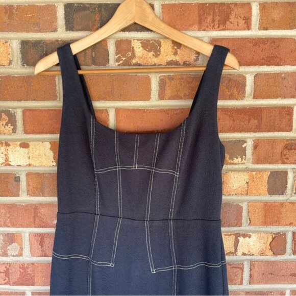 Anthropologie Maeve Sew it Seams Dark Blue Midi Dress 6 - Picture 3 of 10